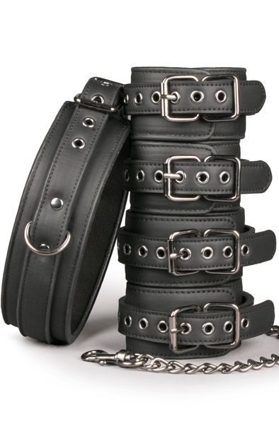 Fetish Set With Collar, Ankle- & Wrist Cuffs - Positionierungsmeister 1