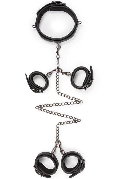 Fetish Set With Collar, Ankle- & Wrist Cuffs - Positionierungsmeister 2