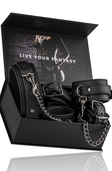 Fetish Set With Collar, Ankle- & Wrist Cuffs - Positionierungsmeister 3