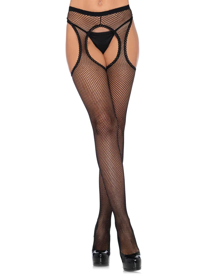 Fishnet Suspender Hose Black - Stockings 1 [full]