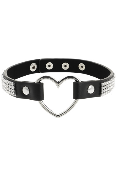 Hand Crafted Choker Vegan Leather Heart - BDSM Choker 2