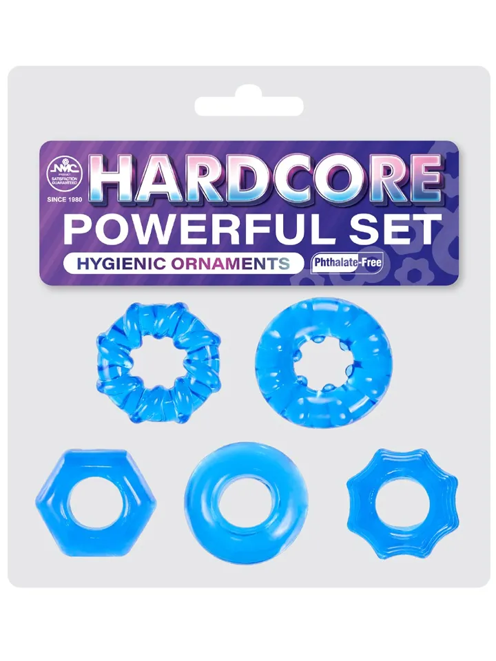 Hardcore Powerful Coch Ring Set Blue - Cock ring set 2