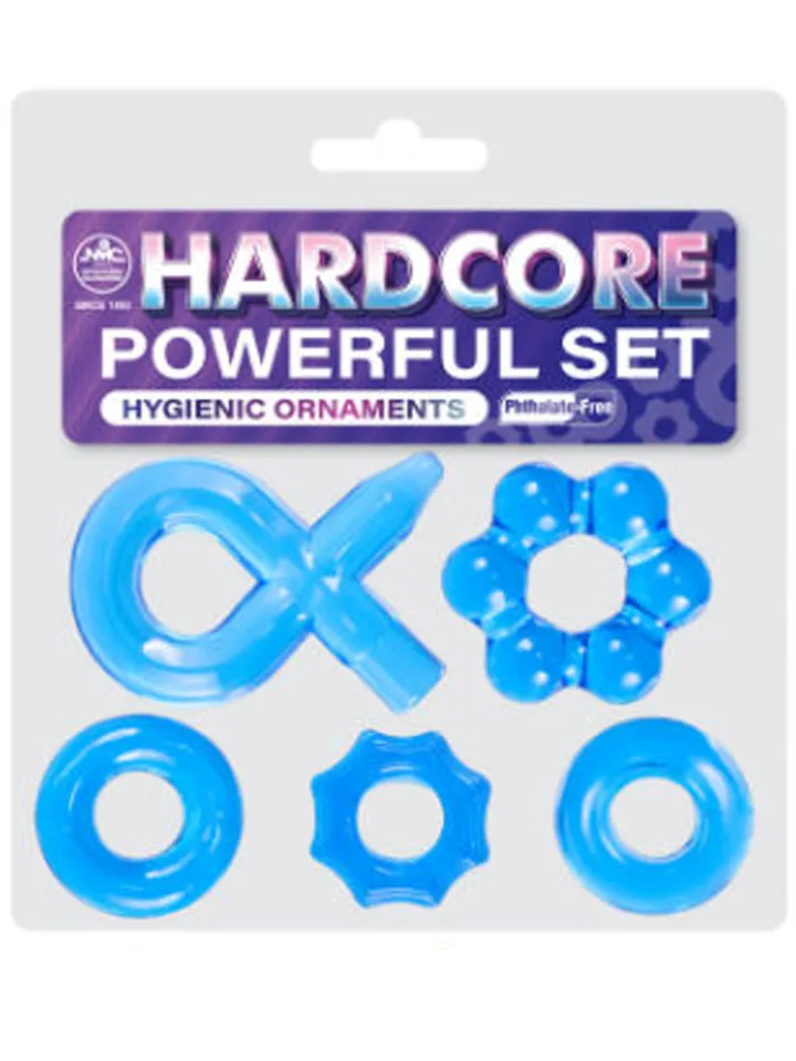 Hardcore Powerful Cock-Ring Set Blue - Cock ring set 3