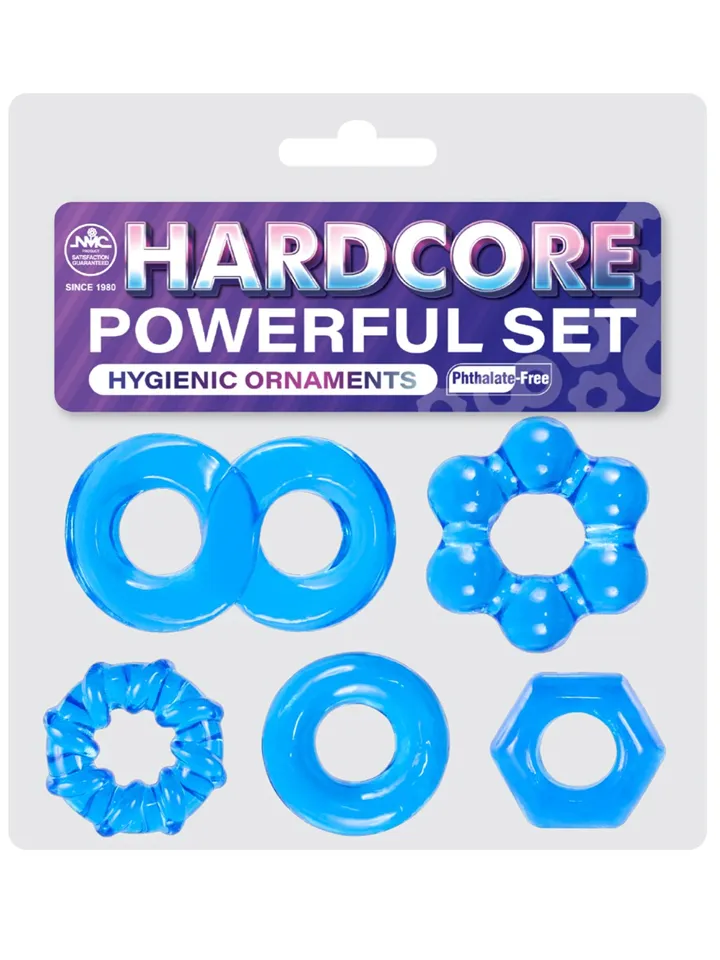 Hardcore Powerful Infinity C-Ring Set Blue - Cock ring set 3