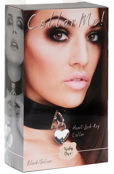 Heart Lock & Key Collar Silver/Black - BDSM Choker 4