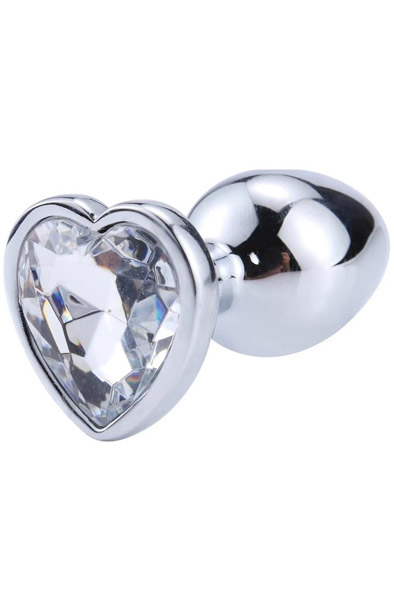 Heart White Anal Plug With Heart Jewel L - Analplug aus Metall 1