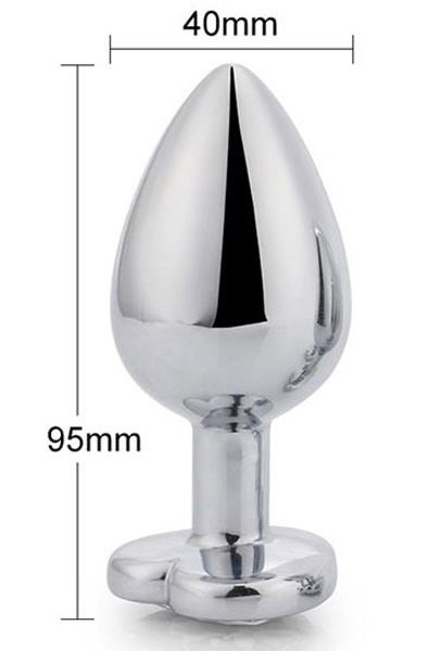 Heart White Anal Plug With Heart Jewel L - Analplug aus Metall 3