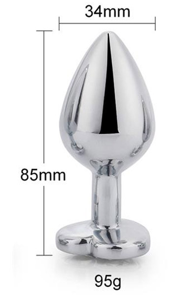 Heart White Anal Plug With Heart Jewel M - Analplug aus Metall 3