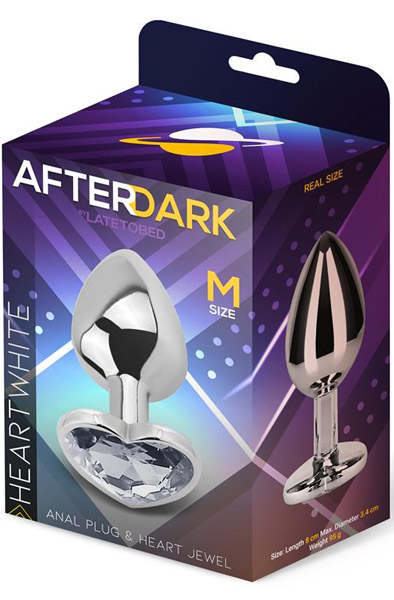 Heart White Anal Plug With Heart Jewel M - Analplug aus Metall 4