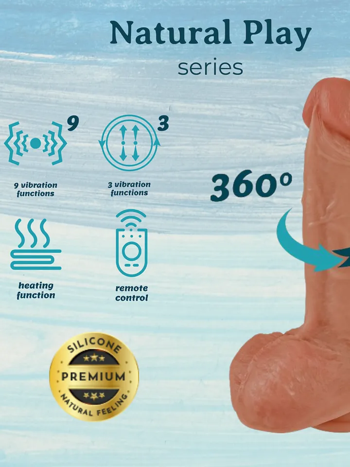 Heating, Thrusting & Rotating Silicone Dildo 22 cm - Vibrating dildo 2