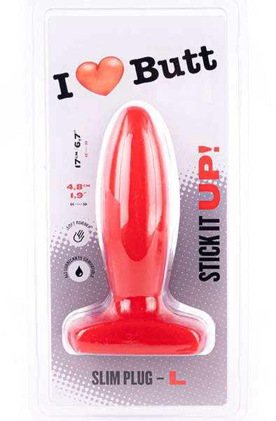 I Love Butt Slim Plug Red Large 17cm - Extra dicker Analplug 3