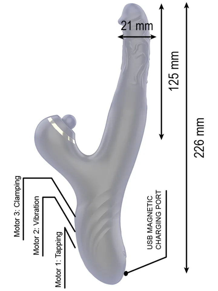 Ibiza Two Dragons Double Vibrator Black - Rabbit vibrator 2