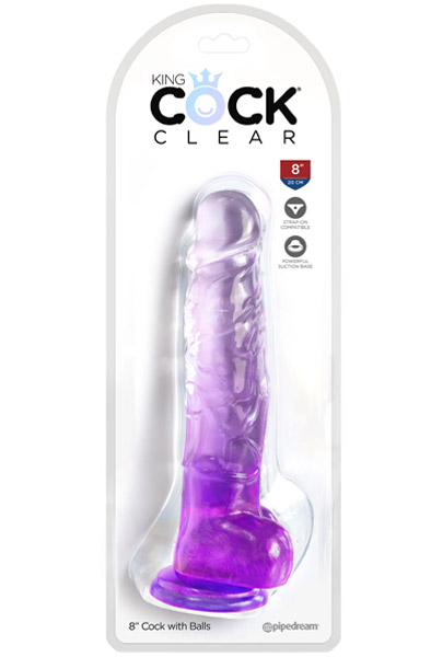 King Cock Clear With Balls Purple 20 cm - Dildo 2