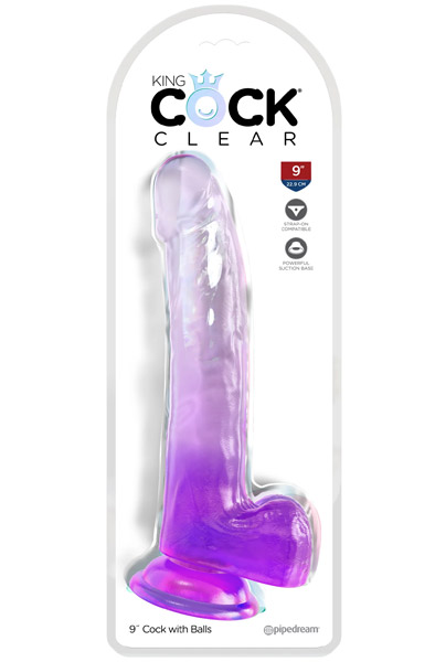 King Cock Clear With Balls Purple 23 cm - Dildo 2