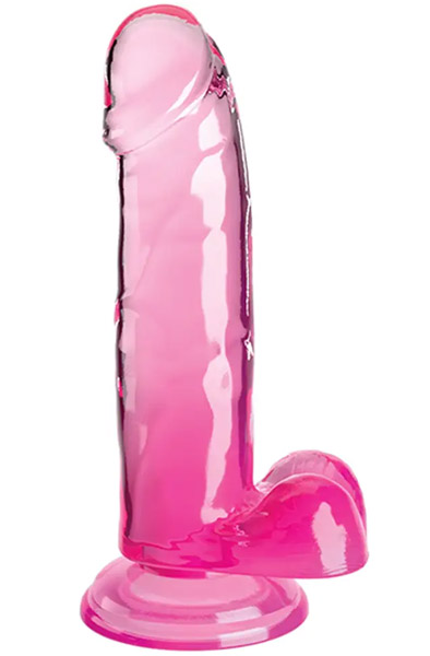 King Cock Transparent mit Hoden Pink 18 cm - Dildo 1