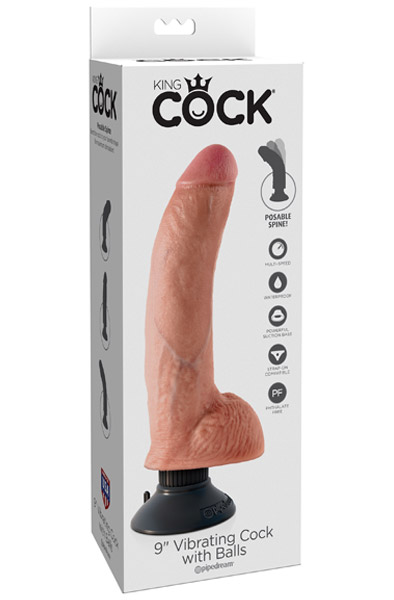 King Cock Vibrating Cock With Balls Flesh 23 cm - Vibrierender Dildo 3