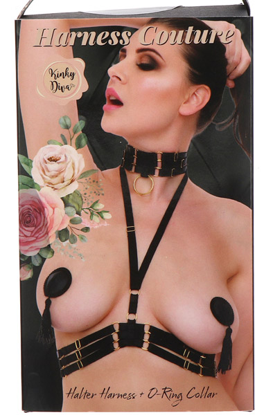 Kinky Diva Halter Harness + O-Ring Collar XS-L - Bondage sele 3