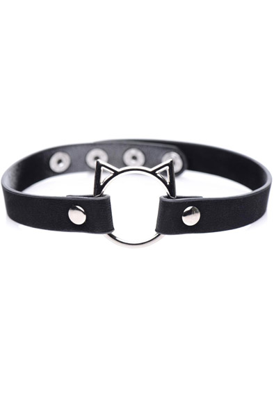 Kinky Kitty Ring Slim Choker Black - BDSM Halsband 1