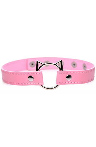 Kinky Kitty Ring Slim Choker Pink - BDSM Choker 2