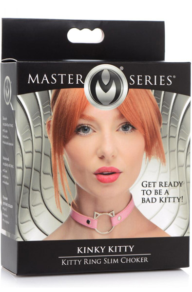 Kinky Kitty Ring Slim Choker Pink - BDSM Choker 3