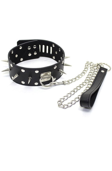Kiotos Leather Collar Spiked - Halsband & Leine 1