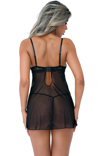 Lace Babydoll & String Schwarz - Babydoll-Dessous 2