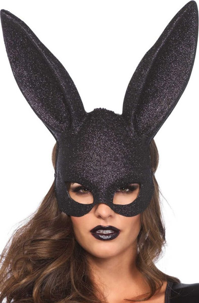 Leg Avenue Black Glitter Rabbit Mask - Hasenohren 1