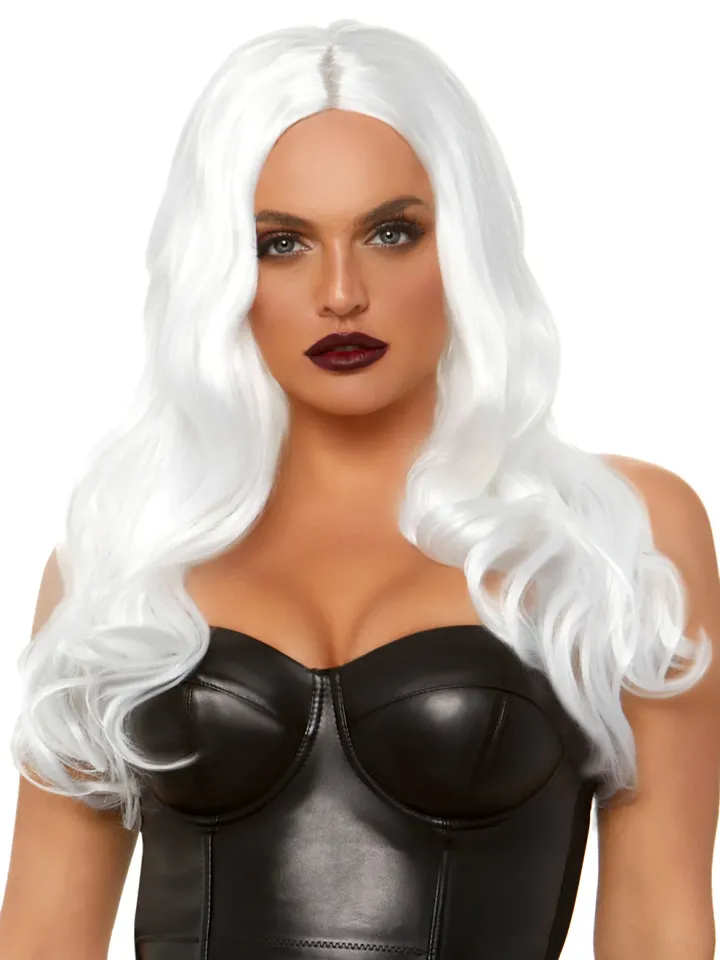 Leg Avenue Long Wavy Wig White - Wig 1 [full]