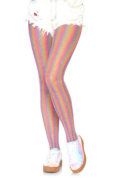 Leg Avenue Lurex Regenbogen-Netzstrumpfhose - Strümpfe 1