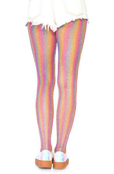 Leg Avenue Lurex Regenbogen-Netzstrumpfhose - Strümpfe 2