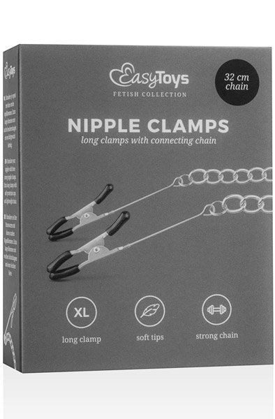 Long Nipple Clamps With Chain - Brustklammern mit Kette 3