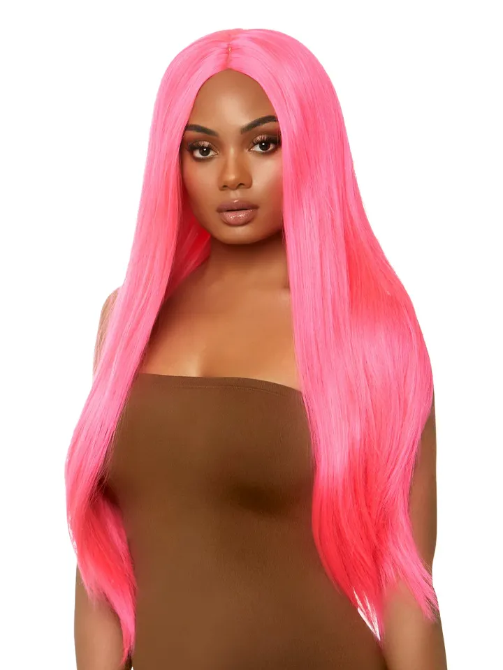 Long Straight Center Part Wig Neon Pink - Wig 1 [full]