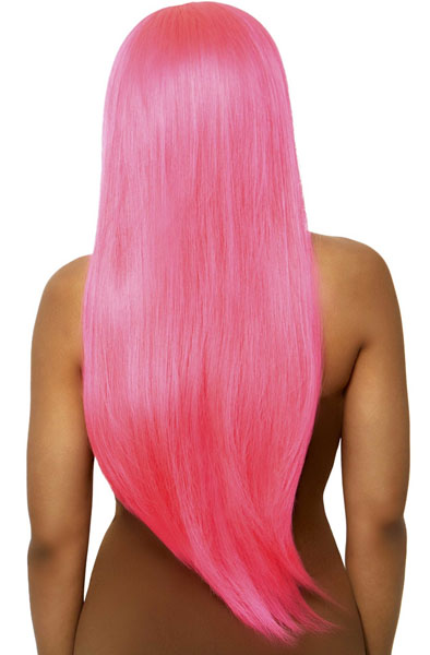 Long Straight Center Part Wig Neon Pink - Wig 2