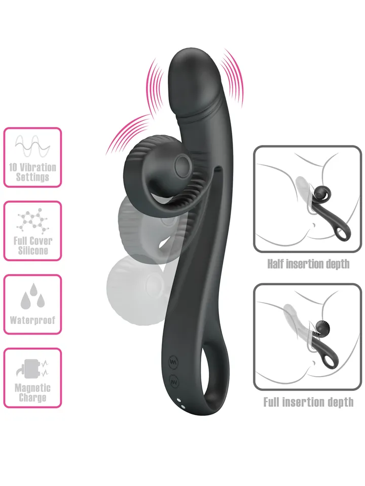 Love Romance Selma Snail Rabbit Black - G-spot vibrator 2