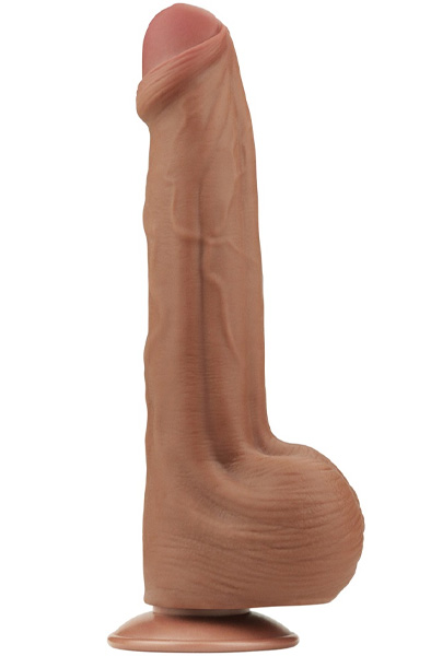 Lovetoy Sliding Skin Dual Layer Dildo Brown 29 cm - XL Dildo 1