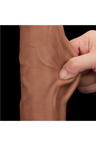 Lovetoy Sliding Skin Dual Layer Dildo Brown 29 cm - XL Dildo 3