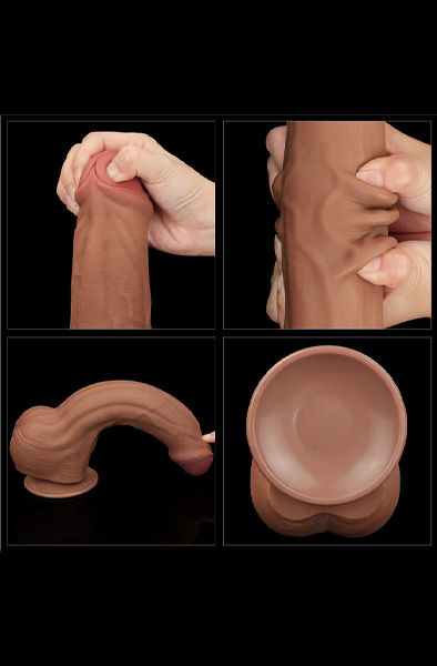 Lovetoy Sliding Skin Dual Layer Dildo Brown 29 cm - XL Dildo 5
