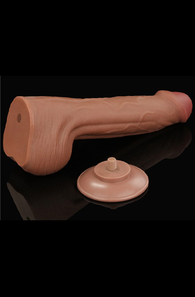 Lovetoy Sliding Skin Dual Layer Dildo Brown 29 cm - XL Dildo 6