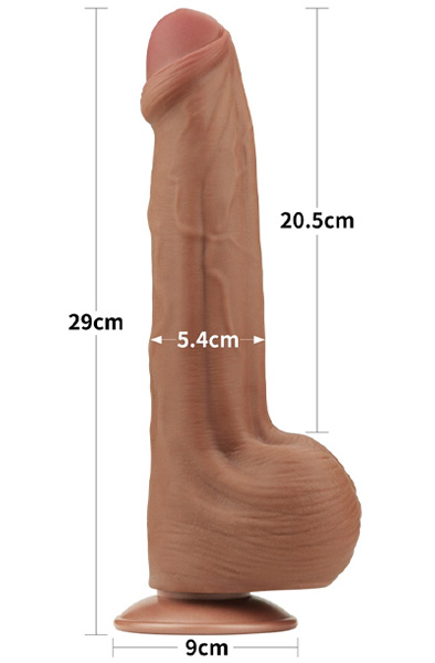 Lovetoy Sliding Skin Dual Layer Dildo Brown 29 cm - XL Dildo 7