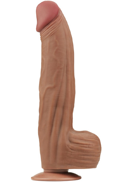 Lovetoy Sliding Skin Dual Layer Dildo Brown 31 cm - XL Dildo 1
