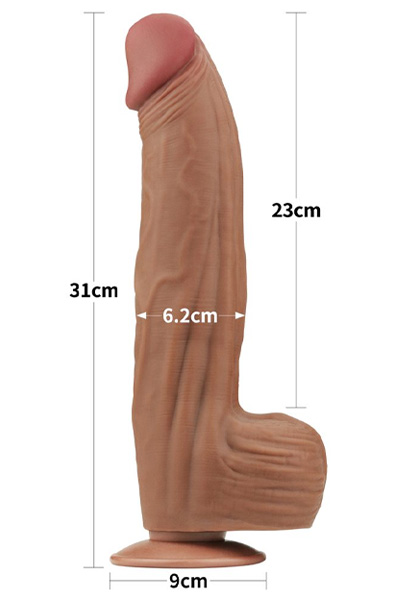 Lovetoy Sliding Skin Dual Layer Dildo Brown 31 cm - XL Dildo 7