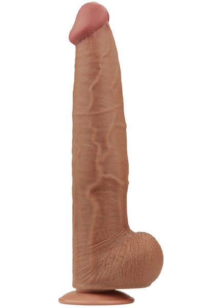 Lovetoy Sliding Skin Dual Layer Dildo Brown 34 cm - XL Dildo 1