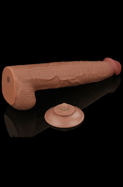 Lovetoy Sliding Skin Dual Layer Dildo Brown 34 cm - XL Dildo 4