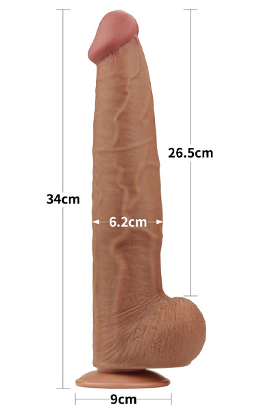 Lovetoy Sliding Skin Dual Layer Dildo Brown 34 cm - XL Dildo 7