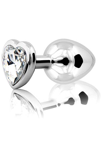 Loving Heart Butt Plug Silver/Clear Medium - Anal plug metal 1