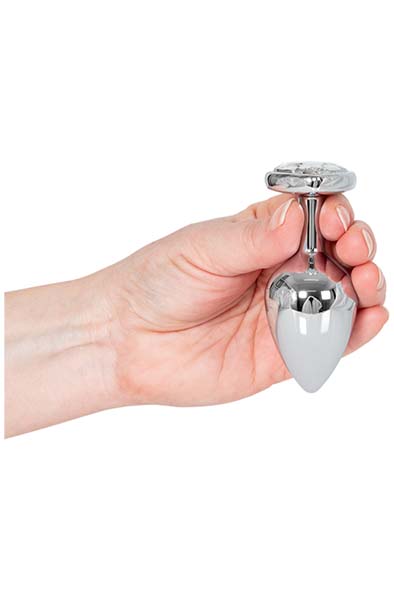 Loving Heart Butt Plug Silver/Clear Medium - Anal plug metal 2