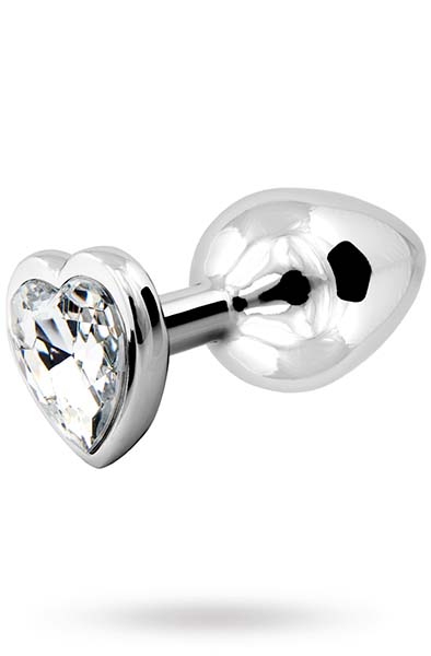 Loving Heart Butt Plug Silver/Clear Medium - Anal plug metal 3
