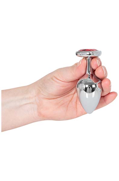 Loving Heart Butt Plug Silver/Red Medium - Analplug aus Metall 2