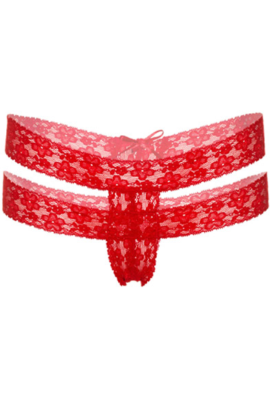 Lucy Ouvert String Tanga Rot - Slip ouvert 3