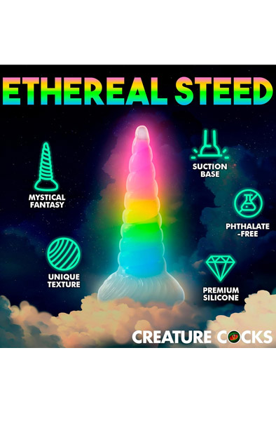 Luminescent Rainbow Silicone Dildo 20 cm - Drachen-Dildo 3